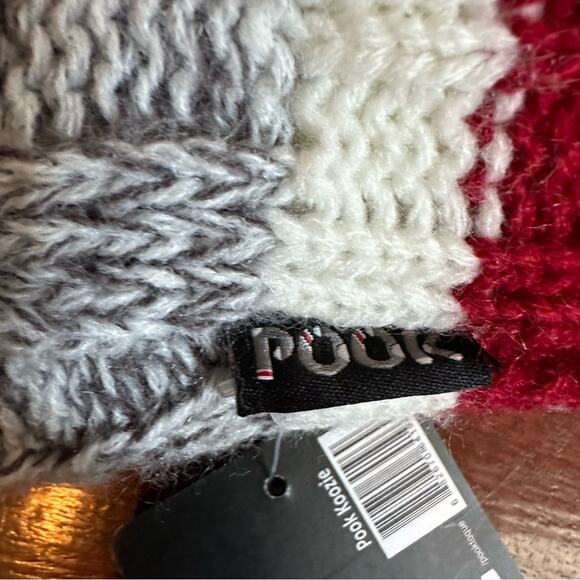Pook Koozie warm glove that holds hot or cold beverage Winter Knit Grey Red NWT - Picture 10 of 13